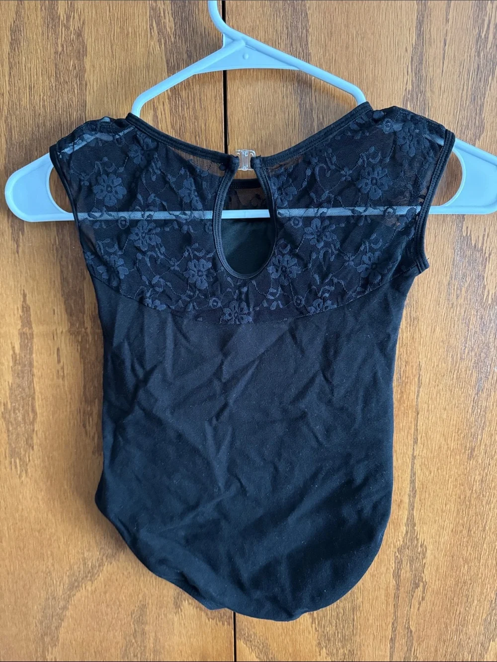 Kids Black Lace-Accent One Piece Leotard